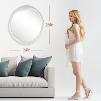 화려한 플라넬 포장 된 나무 프레임 거울 독특한 불규칙 벽 장식