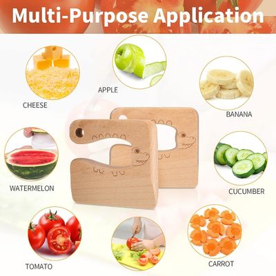 OEM 목재 어린이 칼 요리 귀여운 물고기 공룡 모양 부엌 장난감 채소 절단기