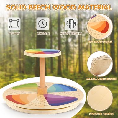 목재 스핀러 좌석 앉고 회전 더 큰 크기 레이저 조각 클래식 스핀링 활동 장난감