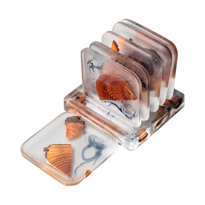 샘플 무료 또는 반환됩니다 6 개의 목재 심장 수액 음료 코스터 세트