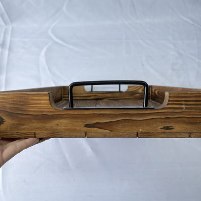 맞춤형 디자인은 금속 손잡이와 함께 시골형 직사각형 목재 서비스 트레이를 허용