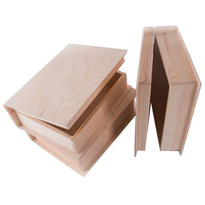 고급 미완성 목재 선물 공예품을위한 맞춤 소나무 색상 책 모양 상자