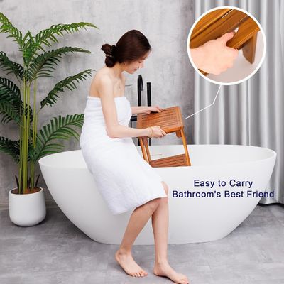 목조 목욕실 스파 목욕장 자연색 티크 나무의 손잡이와 선반