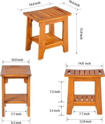 목조 목욕실 스파 목욕장 자연색 티크 나무의 손잡이와 선반
