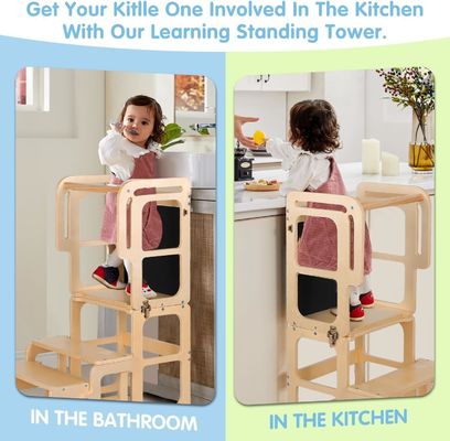 몬테소리 접이식 학습 목조 타워 조절식 부엌 스텝 스텝