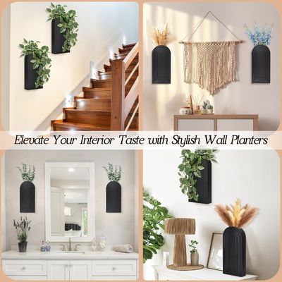 화이트 완성 된 나무 벽 장식 실내 식물 및 말린 꽃을위한 매달린 플랜터