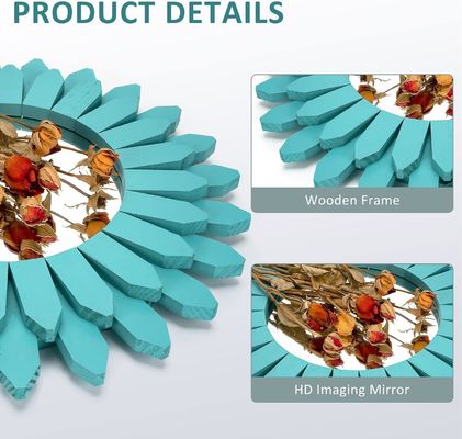 화이트 또는 당신의 색깔의 장식 벽 거울 12 인치 유목 나무 선버스트 보호 스타일