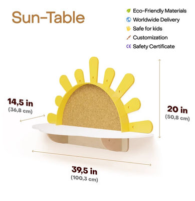 환경 친화적 인 햇빛 벽에 장착 된 활동 테이블 및 의자 세트 어린 아이 가구