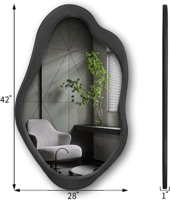 서식실 침실 입구 욕실용 촌나무 검은색 프레임 비대칭 벽 물결 거울