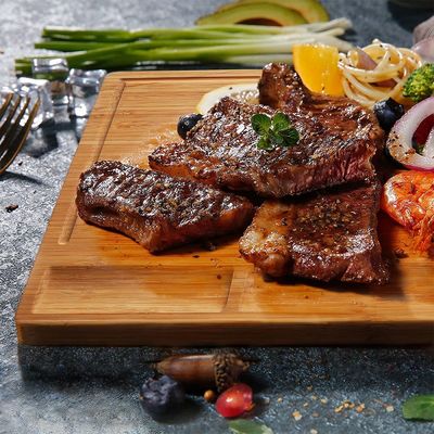 다기능 대나무 절단판 3개 칸막이와 주스 틈 43*32*1.8cm