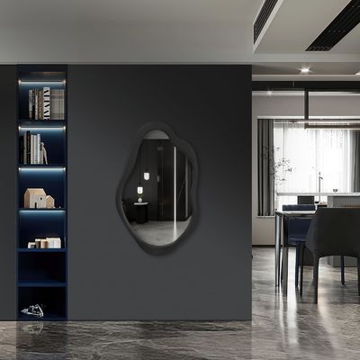 서식실 침실 입구 욕실용 촌나무 검은색 프레임 비대칭 벽 물결 거울