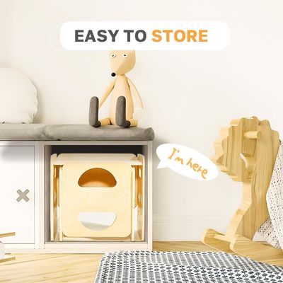 맞춤형 목재 1-3 년 된 어린이 높이 조절 의자 거실에 있는 계단 의자