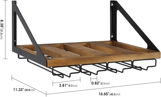 접히지 않는 래크 촌촌 나무 벽 마운트 와인 래크 4 금속 철 유리 홀더 사용자 정의 디자인