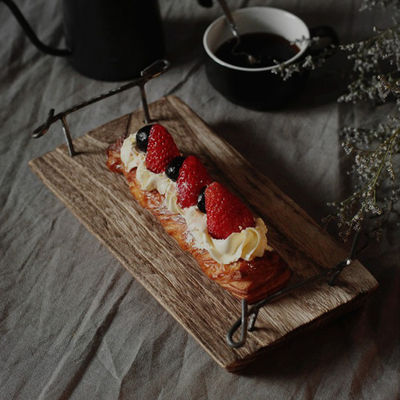 금속 손잡이가 있는 자연 목재 서비스 트레이 OEM ODM 허용