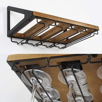 접히지 않는 래크 촌촌 나무 벽 마운트 와인 래크 4 금속 철 유리 홀더 사용자 정의 디자인