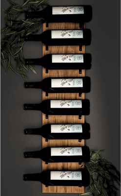 벽에 장착 된 벽 디스플레이를 위한 나무 와인 랙 검은 브래킷 사용자 정의 8 병 저장