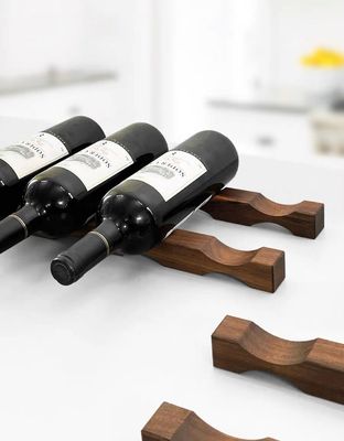 테이블 톱 와인 병 래크 공간 절약 조직을 위한 나무 와인 디스플레이 셸프