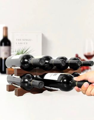 테이블 톱 와인 병 래크 공간 절약 조직을 위한 나무 와인 디스플레이 셸프