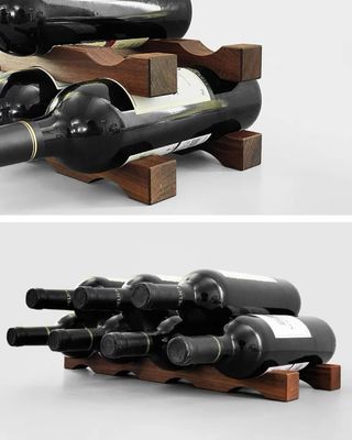 테이블 톱 와인 병 래크 공간 절약 조직을 위한 나무 와인 디스플레이 셸프