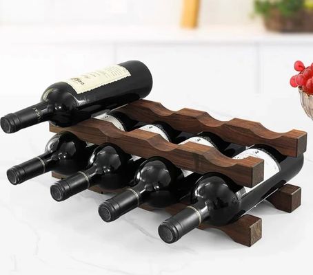 테이블 톱 와인 병 래크 공간 절약 조직을 위한 나무 와인 디스플레이 셸프
