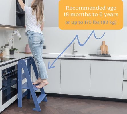 3 개의 조정 가능한 높이를 접은 화상을 입은 유아 부엌 배설물 보조 인쇄 예