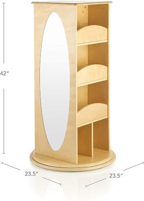 현대적인 디자인에서 2개의 거울과 갈고리를 가진 어린이 장난감 회전식 옷장 저장장