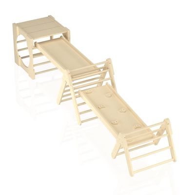 5 in 1 삼각형 등산 장난감 램프와 슬라이드와 목재 유아 등산 체육관