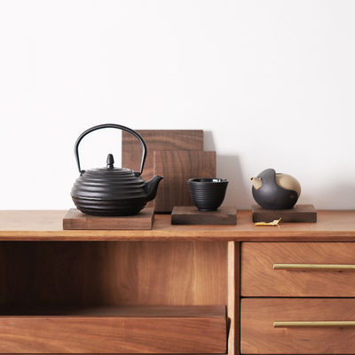 고품질 간식 및 차 트레이를 위한 맞춤형 쿼드 월넛 빈 목재 코스터