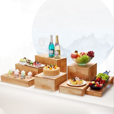 비치 아카시아 오크 나무 라운드 시골 장식 결혼식용 목조 케이크 스탠드