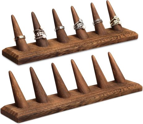 로고 디자인과 함께 이중 계층 사용자 지정 목재 보석 손가락 반지 디스플레이 스탠드 조직기