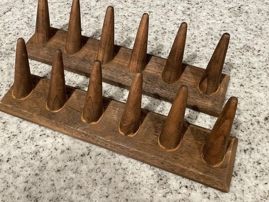 로고 디자인과 함께 이중 계층 사용자 지정 목재 보석 손가락 반지 디스플레이 스탠드 조직기