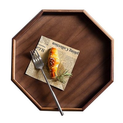 팔각형 둥근 모양 아카시아 호박 나무 서비스 트레이 30x20x3cm 화면 인쇄