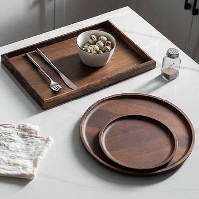 팔각형 둥근 모양 아카시아 호박 나무 서비스 트레이 30x20x3cm 화면 인쇄