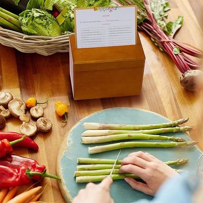 간편한 250개의 레시피 카드 소나무 목조 부엌 레시피 상자 6.9 "x 3.9" x 53