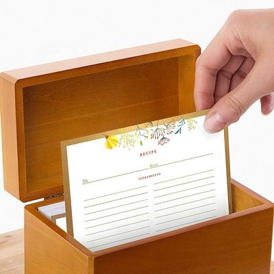 간편한 250개의 레시피 카드 소나무 목조 부엌 레시피 상자 6.9 "x 3.9" x 53