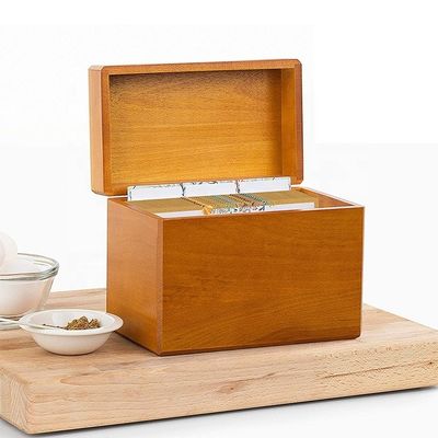 간편한 250개의 레시피 카드 소나무 목조 부엌 레시피 상자 6.9 "x 3.9" x 53
