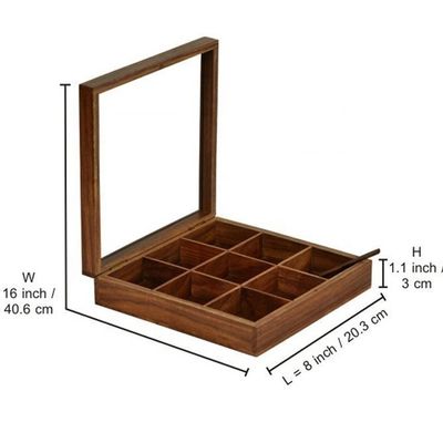 정사각형 나무 향신료 상자