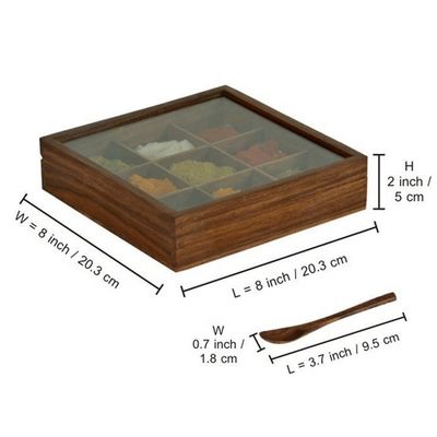 정사각형 나무 향신료 상자