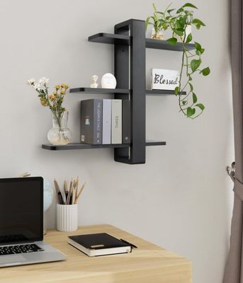 저장 보관 선반 검은 소나무 나무 3 계층 큰 선반 가정 장식 식물 사진 디스플레이