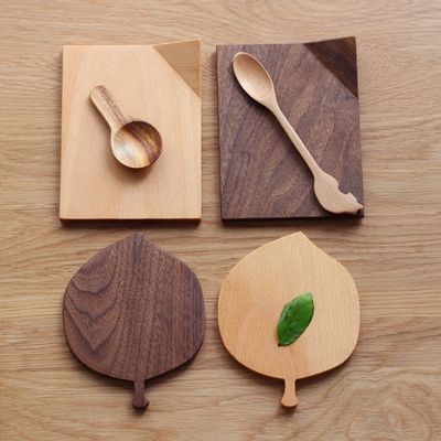 온도 음료용 환경 친화적 인 벼룩 잎 모양의 호박 나무 계단 샘플 무료