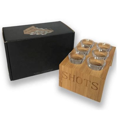 실크 스크린 인쇄 된 VIP 서비스용 나무 샷 유리 트레이 메이플 나무