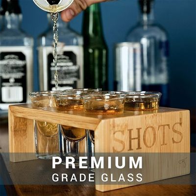 실크 스크린 인쇄 된 VIP 서비스용 나무 샷 유리 트레이 메이플 나무