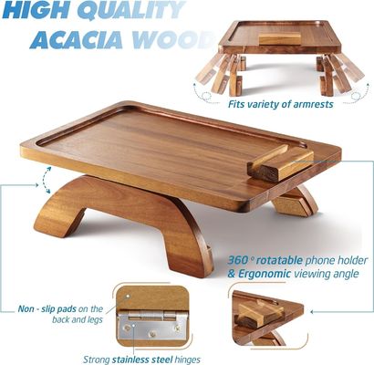 대용량 대나무 소파 트레이 테이블 팔 접이식 클립 소파 서식형 사용자 지정