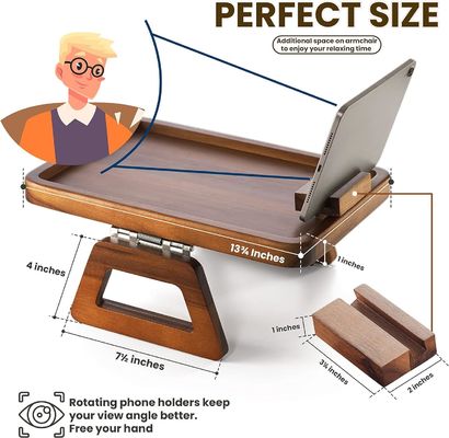 360 회전 팔 테이블 아카시아 나무 소파 목재 옆 테이블에 팔레스트 트레이