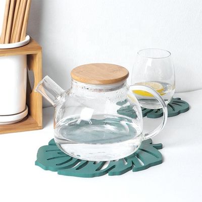 불규칙 패션 디자인 환경적 목재 MDF 컵 코스터 녹색 잎 덩굴 컵 매트 장식 매트