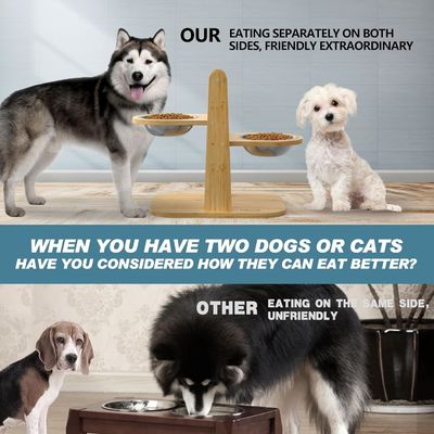 반려동물 음식 그릇 서드 대나무 높게 키를 조절할 수 있는 피더 서드