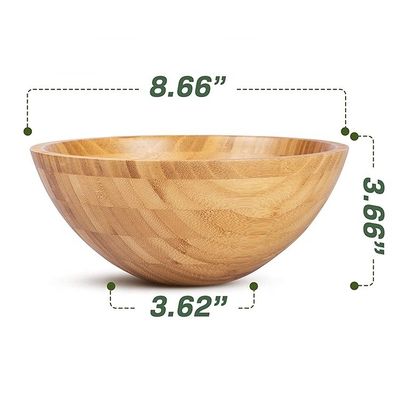 사용자 지정 로고 친환경 자연 원형 Bambu Salad Bowl for Modern Style 아마존 디자인