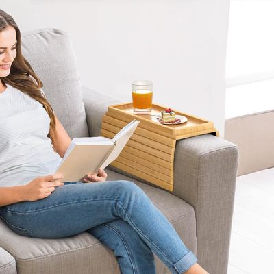 주축 대나무 소파 팔 트레이 테이블 큰 소파 컵 홀더 트레이 전화 컵 원격