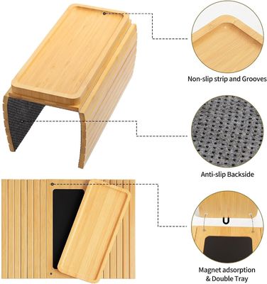 주축 대나무 소파 팔 트레이 테이블 큰 소파 컵 홀더 트레이 전화 컵 원격