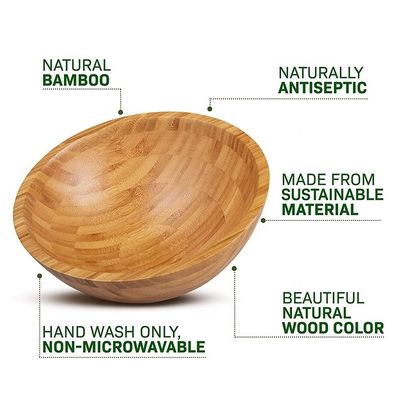 사용자 지정 로고 친환경 자연 원형 Bambu Salad Bowl for Modern Style 아마존 디자인